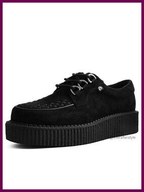 Faux Suede Creeper Sneakers Lace Up Chunky Platform Shoes